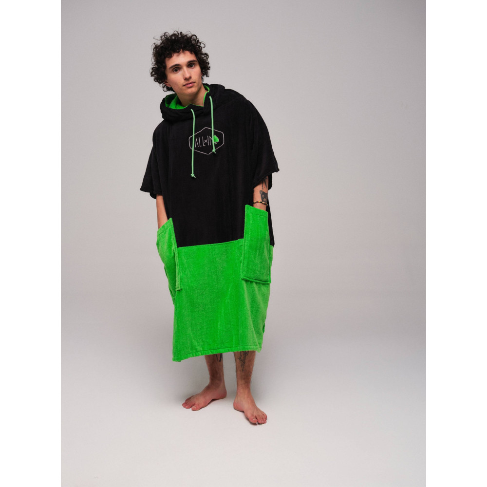 Poncho surf, plage et bain - Adulte (S-XL) - V-flash Black spring